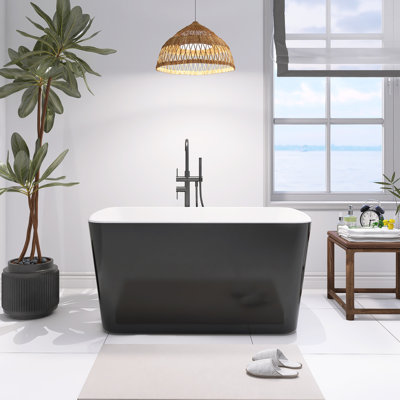 49'' Acrylic Freestanding Soaking Bathtub With Chrome Overflow And Quick Drain