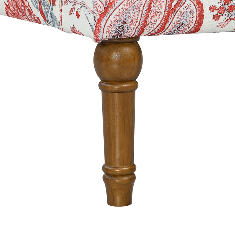 Fauteuil rembourré avec pieds en bois massif, Rouge