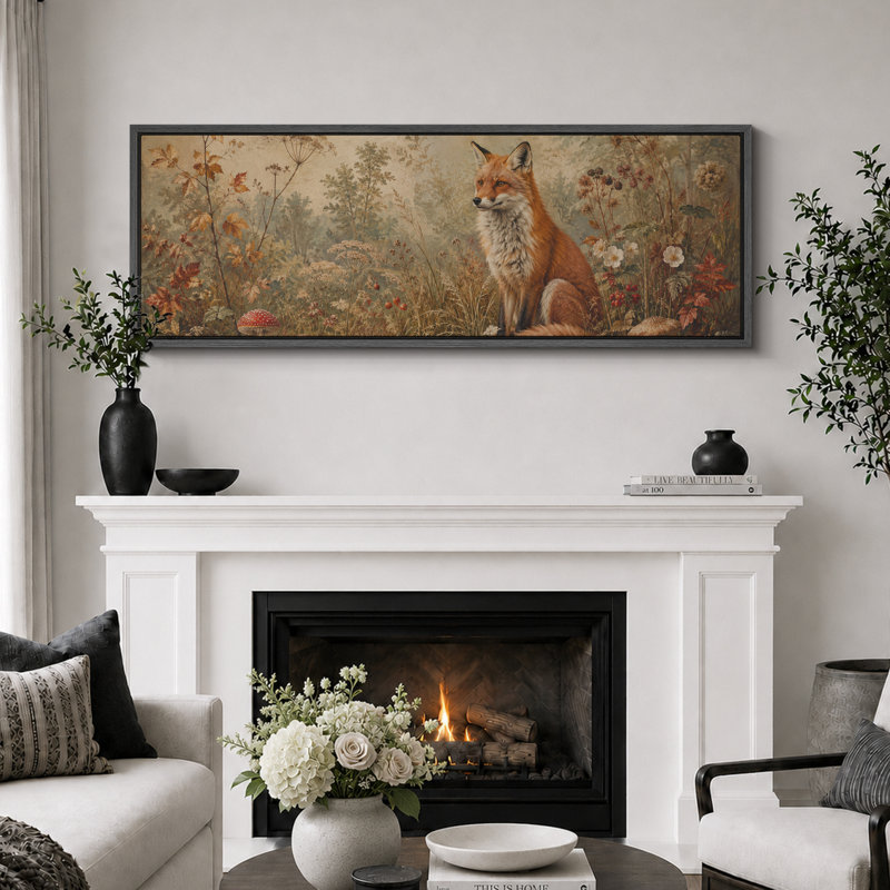 Rustic Fox Forest, H 20 po x l 60 po x P 1,5 po, Noir