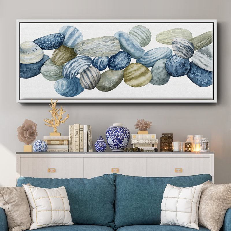 Found Pebbles III- Framed Canvas, 24" H x 60" W