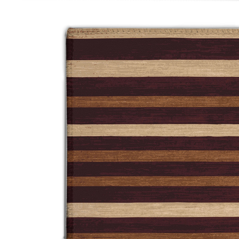 Tapis intérieur / extérieur rouge HorizontalStripes, Rectangulaire 8 pi x 10 pi