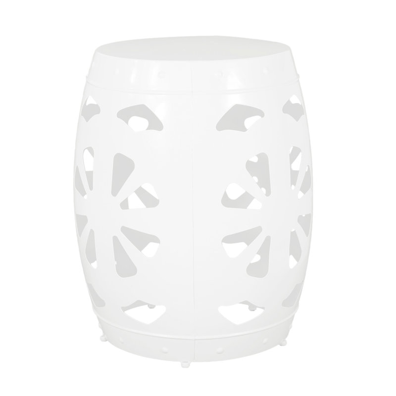 Table chic en fer blanc - sans assemblage, cadre d'appoint moderne, assemblage, 20.97" H x 16.4" W x 17.03" D, White
