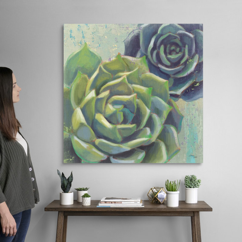 «Succulents I Crop», art mural sur toile, Toile tendue, H 36 po x l 36 po x P 1,25 po