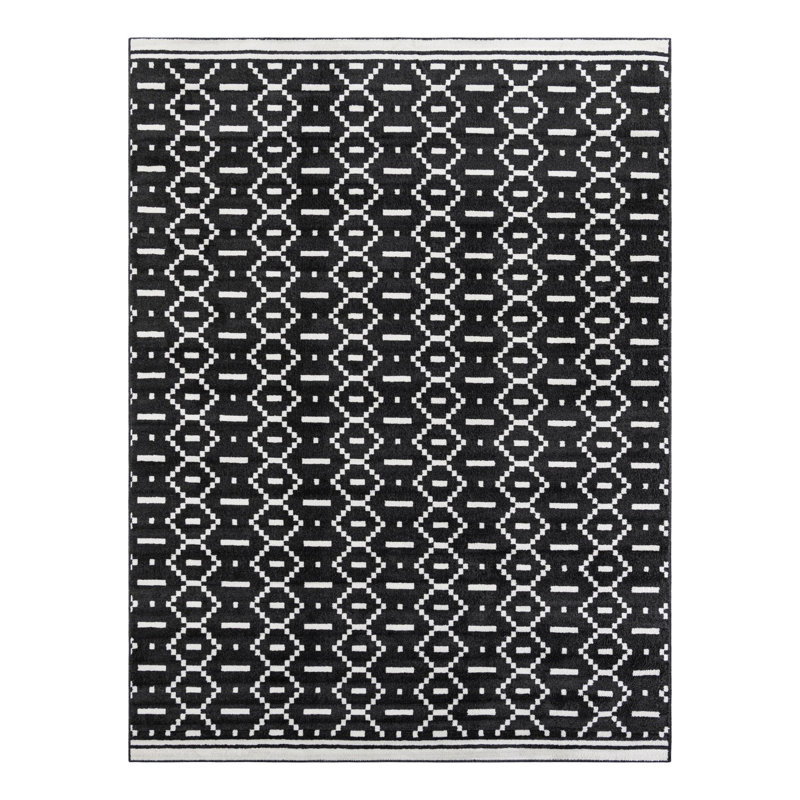 Tapis Ivy Bronx Begna Nathanyl noir, Rectangle 9 pi x 12 pi