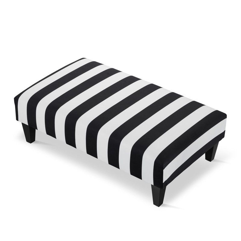Icela 100cm Wide Velvet Rectangle Striped Cocktail Ottoman