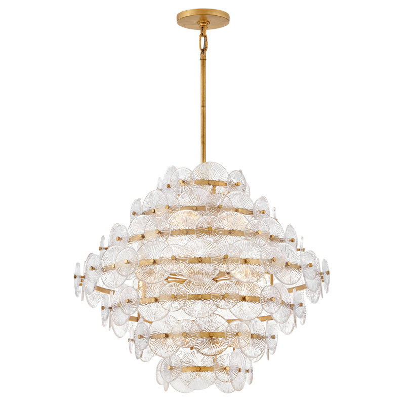 Rene 16-Light 29.5" Multi-Tier Chandelier w/ Textured Glass Discs