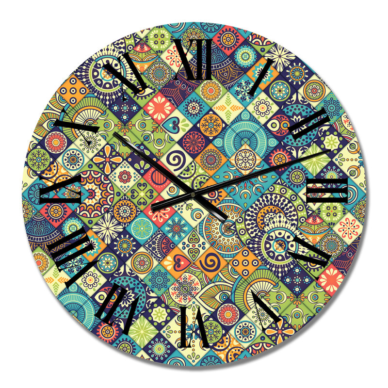 Ethnic Floral Geometrics - Horloge murale à motifs, Petit