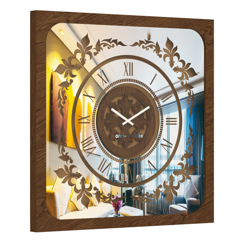 Allizzon Wood Wall Clock, 80cm H x 80cm W, Walnut