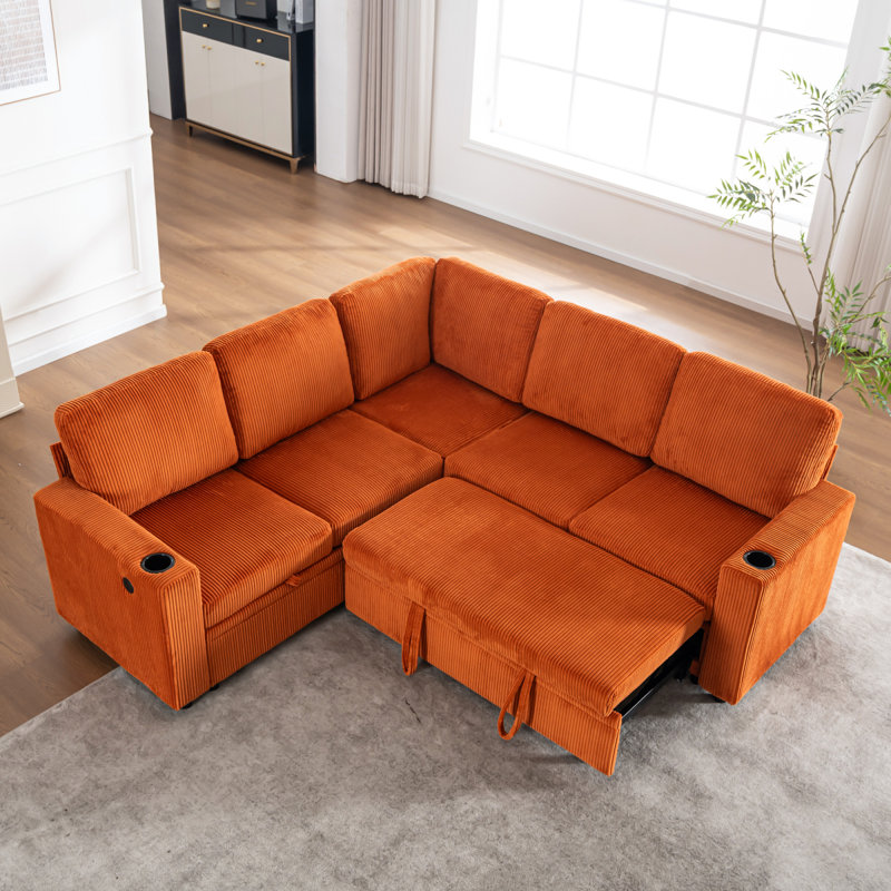 Canapé-lit modulaire avec lit escamotable Boneless, Orange