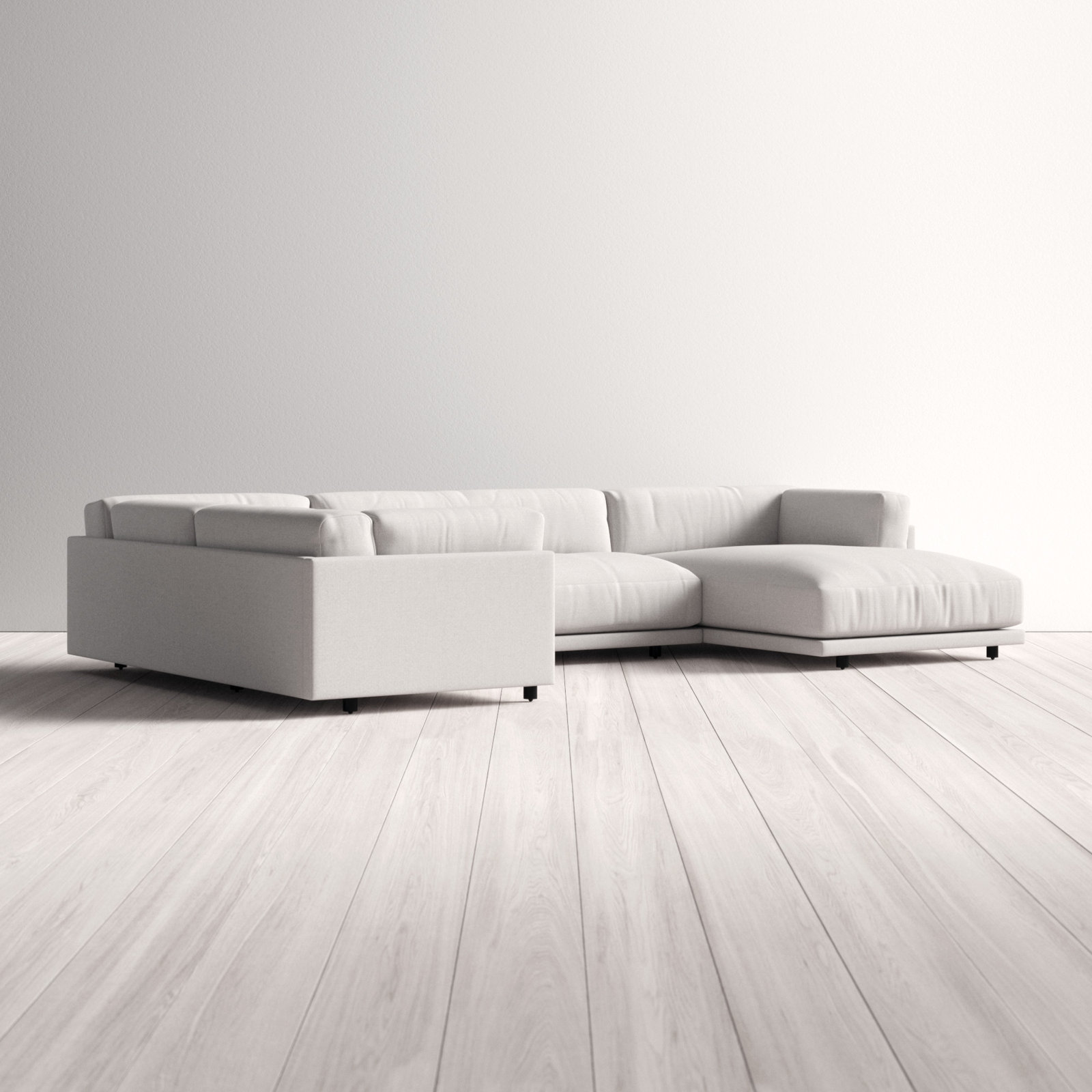 Sunday Upholstered Chaise L-Sectional, Right Hand Facing, Agnew Gray Textured Basketweave