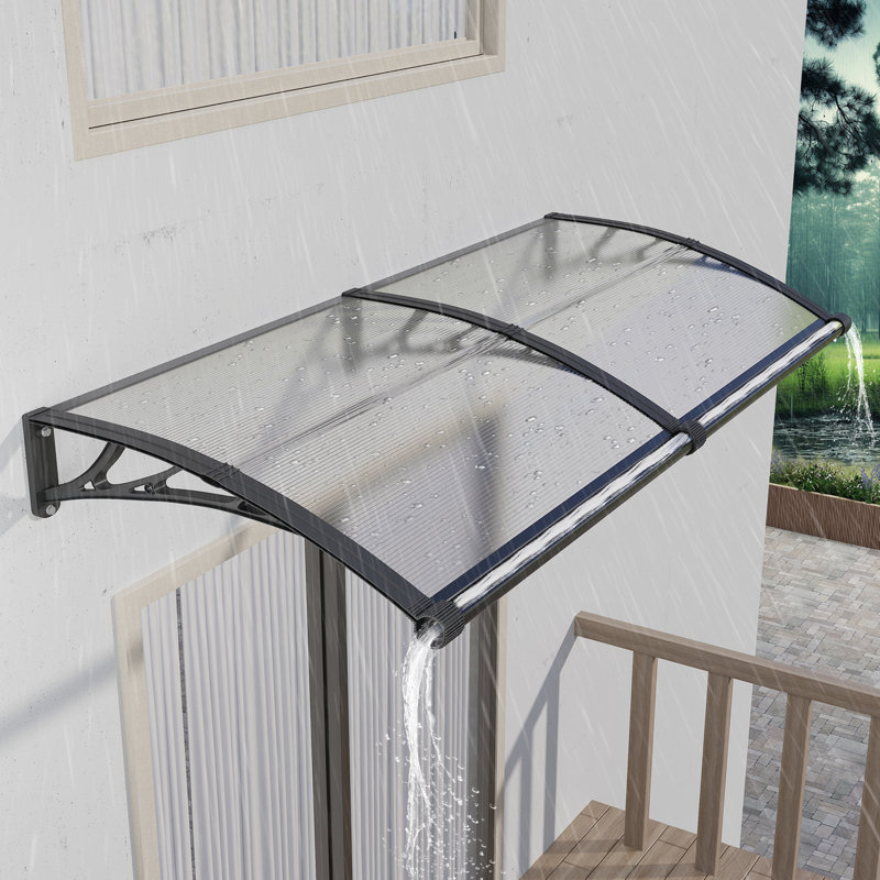 GUANSU-CN Polycarbonate Cover Retractable Door / Window Awning, Clear/Black, 80x120 cm