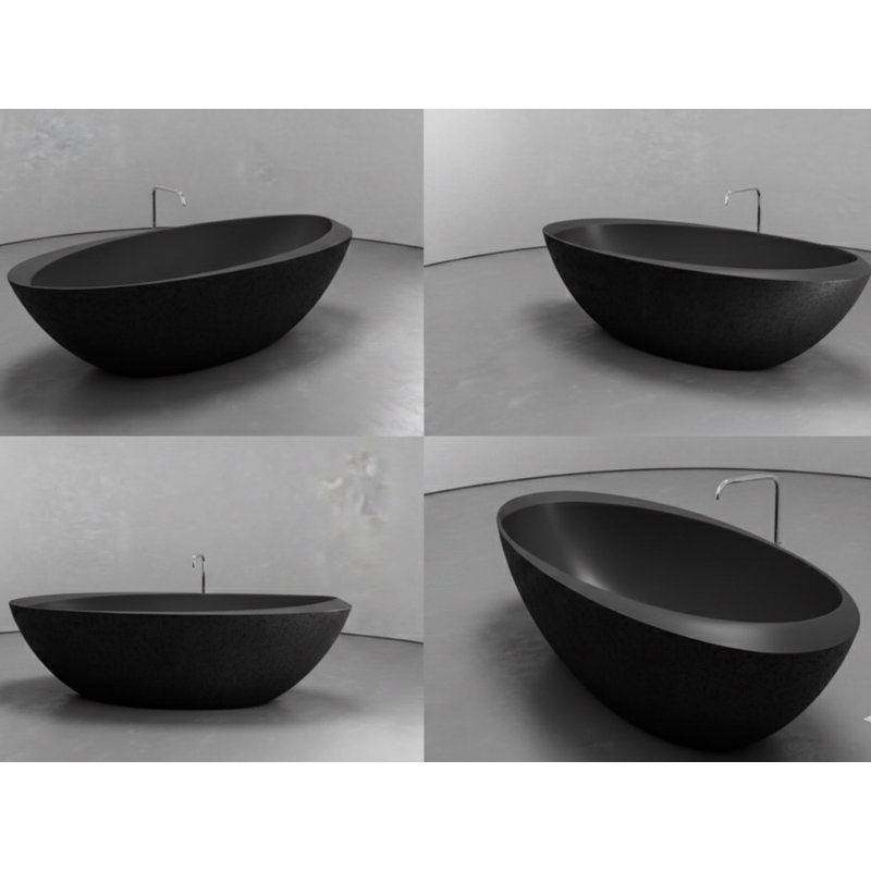 Vast Studio Aged Brass Freestanding Oval Bathtub –  Brass/Green Interior Deep Soaking Solid Surface Tub with Metallic Luxury Finish & Contemporary Spa-Inspired Design