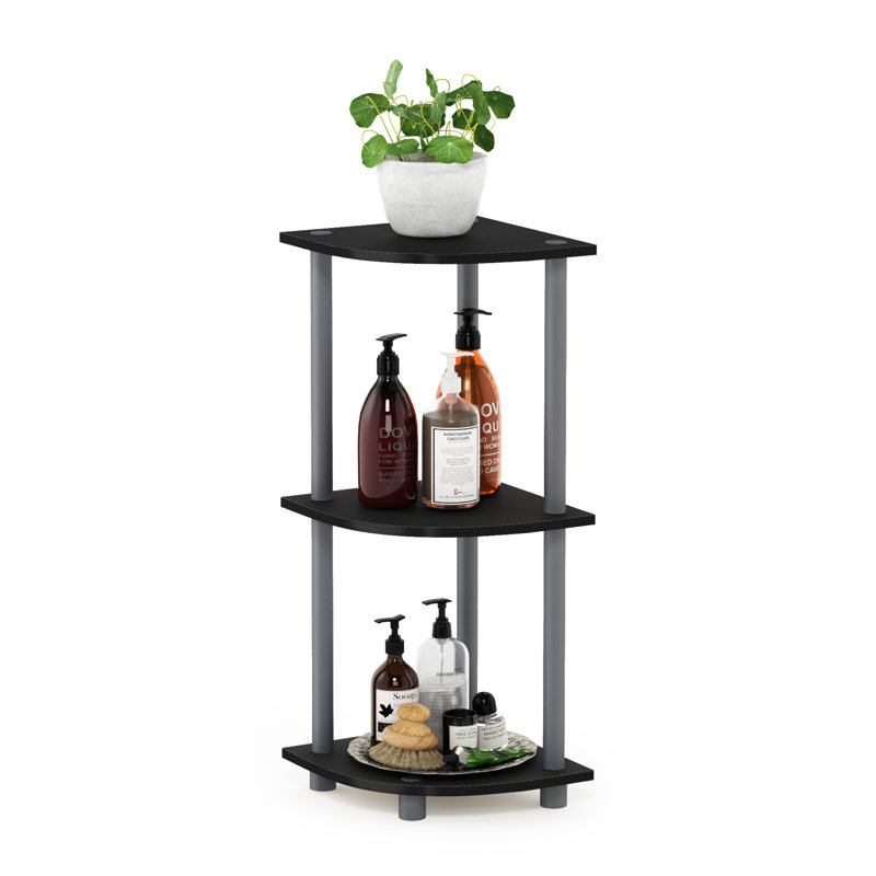 Bibliothèque en coin Baril, Noir/gris, (2 Shelves) 29.6" H x 11.6" W x 11.6" D