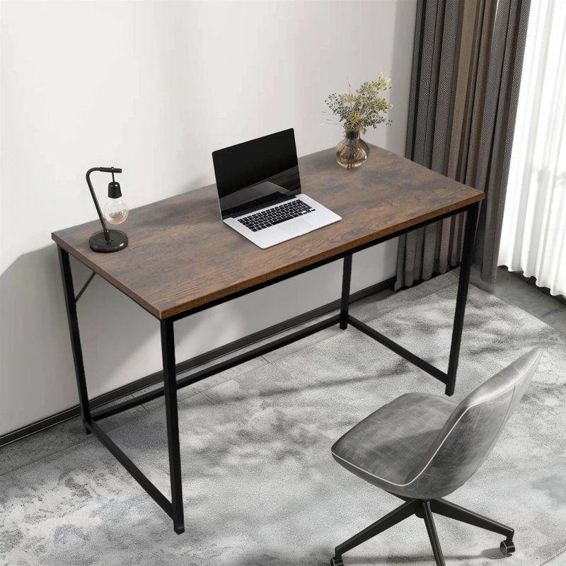 Oira Steel Computer Desk, 76cm H x 120cm W x 60cm D, Brown/Black