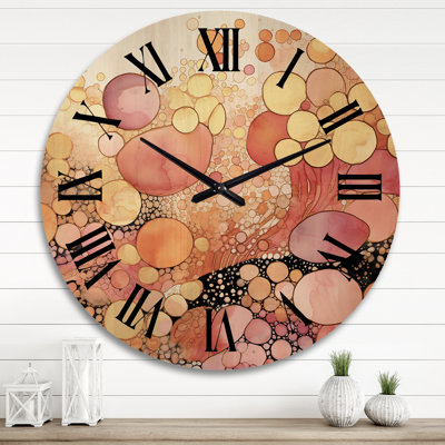 Escape To Serenity Vintage Pink Gold Watercolor II - Modern Geometric Oversized Wood Wall Clock