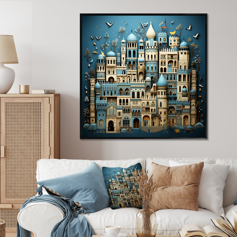 Fête de l'Islam «Eid», art mural, Cadre flottant noir, H 36 po x l 36 po x P 1,5 po