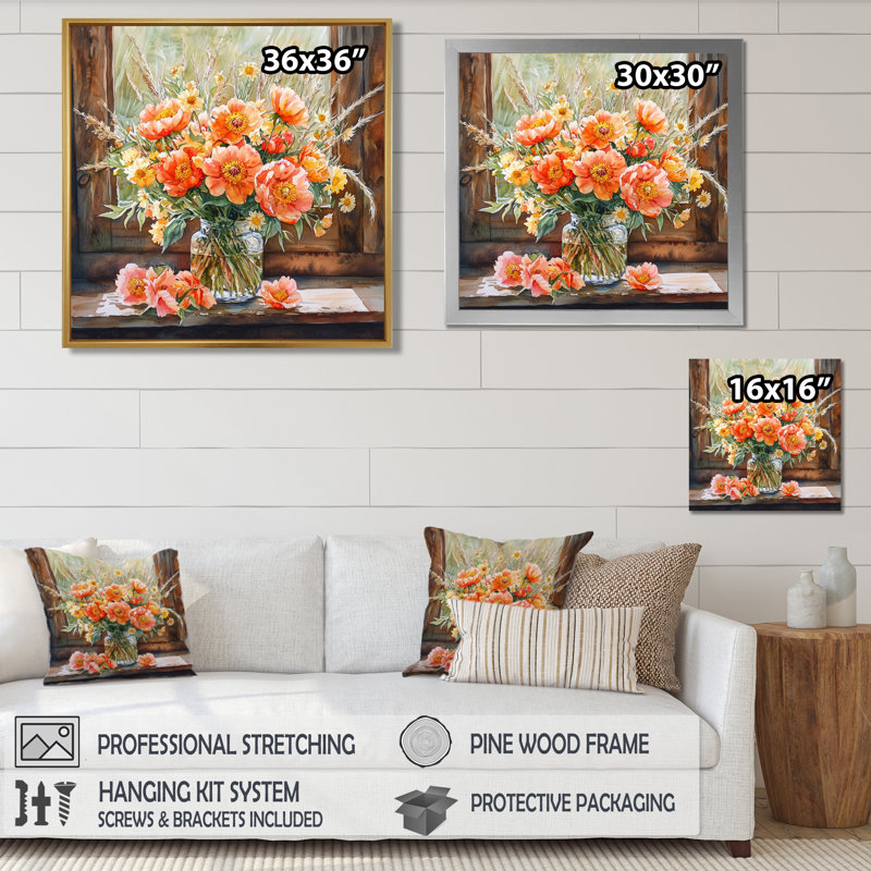 Kulik - Floral Wall Art, Floater Framed Print, Black, 16" H x 16" W