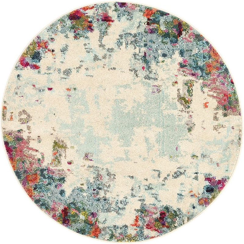 Quinlin Abstract Indoor Rug, Round 4'