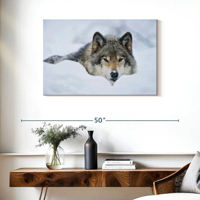 Brampt Wolf In Snow, 24" H x 36" W