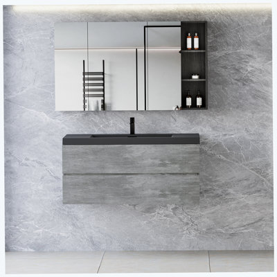 Meuble-lavabo flottant 48 po avec lavabo, rangement mural moderne