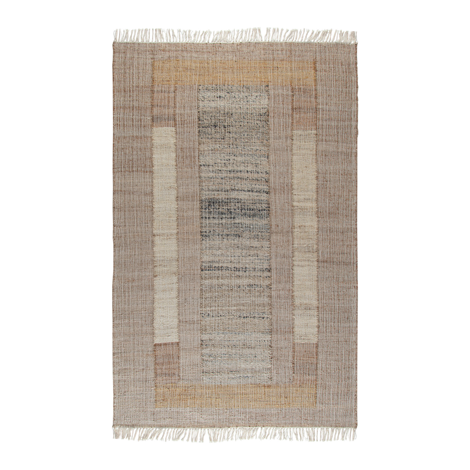 Misty Brown Ivory Geometric Jute Rug, Rectangle 5' x 8'