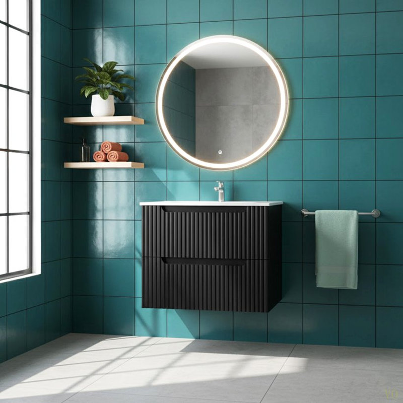 Ensemble de meuble-lavabo mural 24 po avec lavabo flottant, système de fermeture en douceur, 2 très grands tiroirs