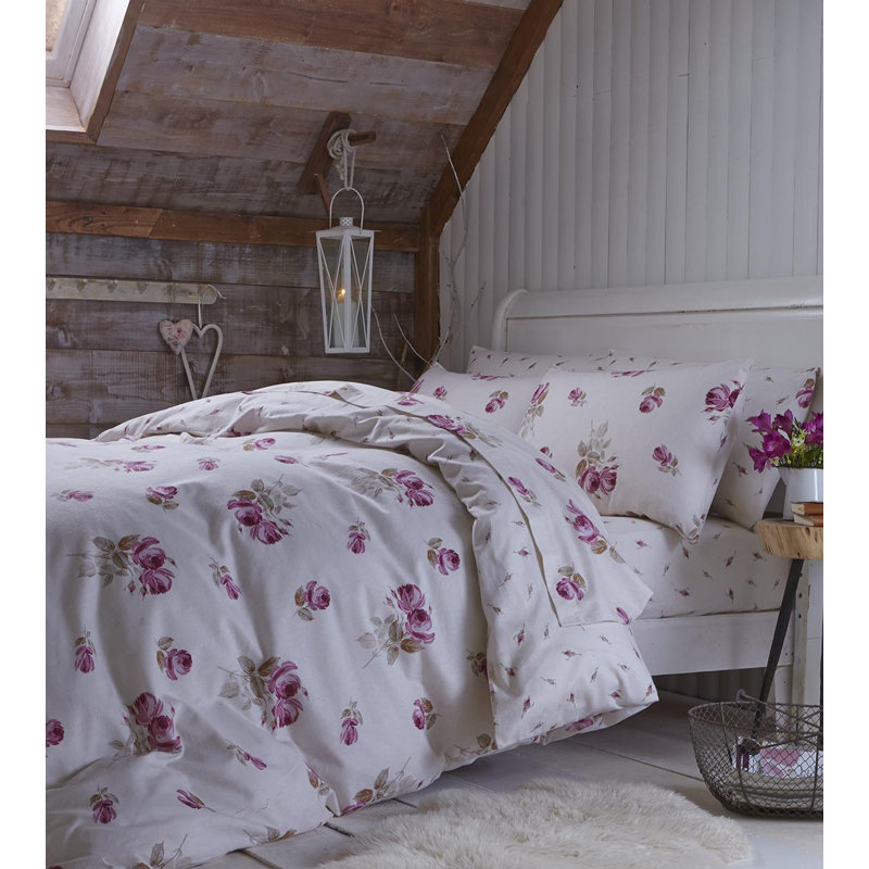 Brushed Floral 100% Cotton Sheet Set, Double