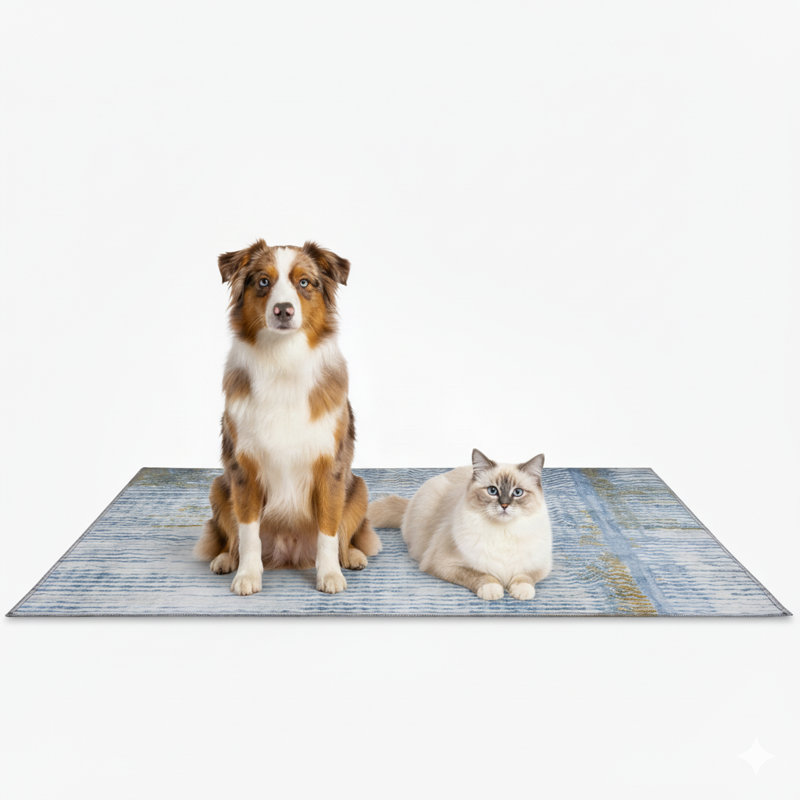 Tapis de lit pour chat lavable The Avalon Society, 36 x 48 po, H 36 po x l 48 po x P 0,12 po, Fumée dérivant de Kyoto