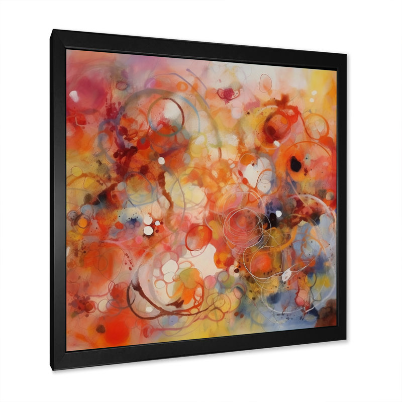 Toile de fond orange, orange et rouge marbré, Cadre photo noir, H 16 po x l 16 po x P 1 po