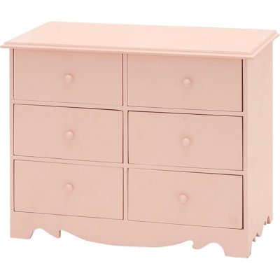 Pink 6-drawer Wooden Jewelry Box With Classic Cottage Design