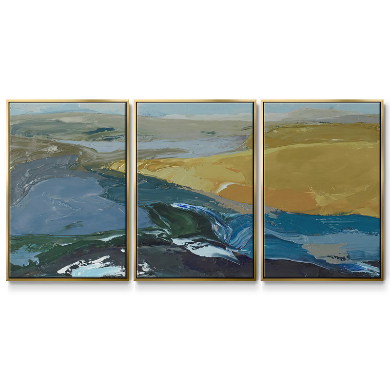 Dero's Estero, reproduction sur toile 3 pièces, H 24 po x l 48 po, Encadrement doré