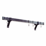 Handcrafted Rolled End Bar ONLY, Hammered Steel (Requires Wall Bracket Or Ceiling Hooks)