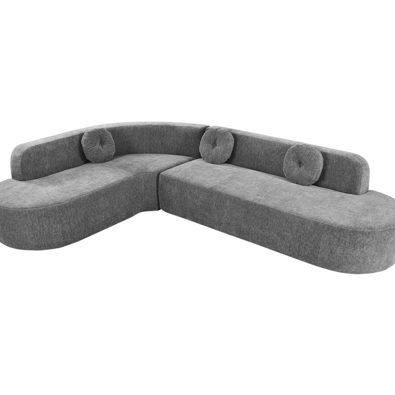Canapé modulaire gris avec mousse haute, revêtement en chenille et intérieur moelleux en mousse souple l 122 po