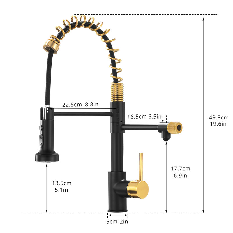 Kitchen Purifier Sink Faucet - Drinking Water Tap With Pull Down Filter In Black And Gold Advanced Filtration Feature User-