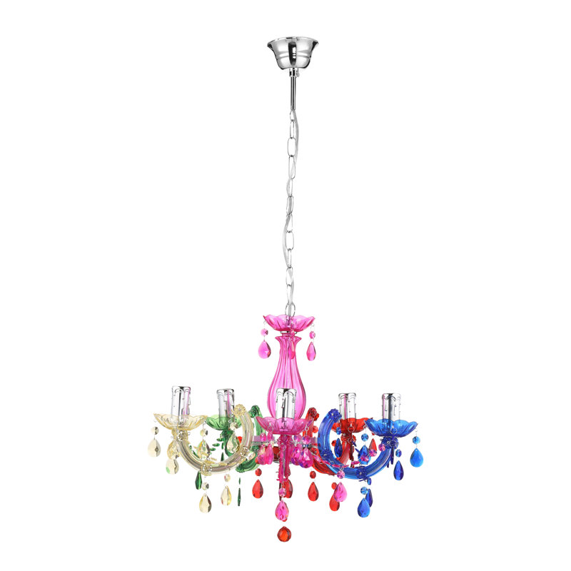 5 - Light Candle Style Chandelier, Multicolour