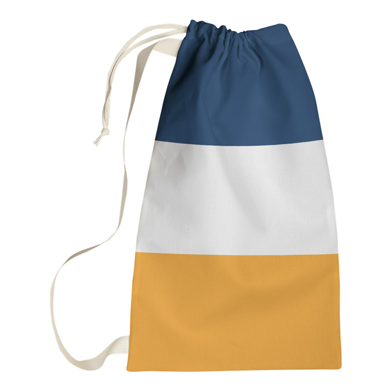 Utah Fabric Laundry Bag with Handles, Large ( 36" x 28" x 1.5"), Navy/White/Gold