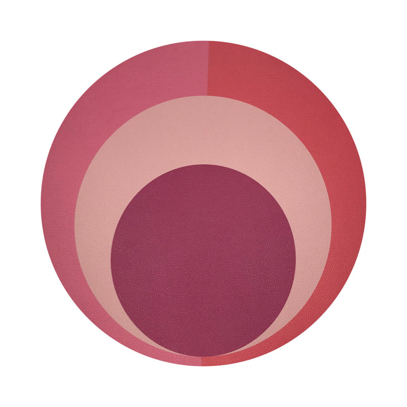 Colorblock Acid Green Blue Vegan Leather Round Coasters, Pink Coral