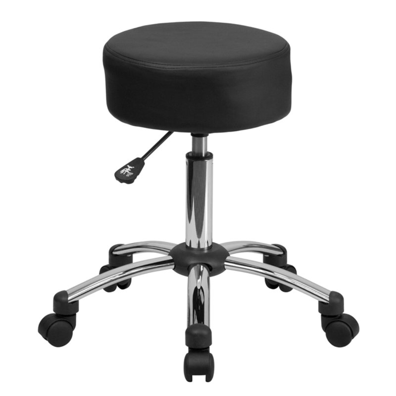 Tabouret réglable polyvalent et ergonomique avec base en chrome sans dossier Shari