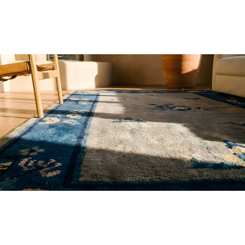 Rectangle Antique Chinese Knotted Wool Ivory Small Scatter Size 1920s - Peking Rug