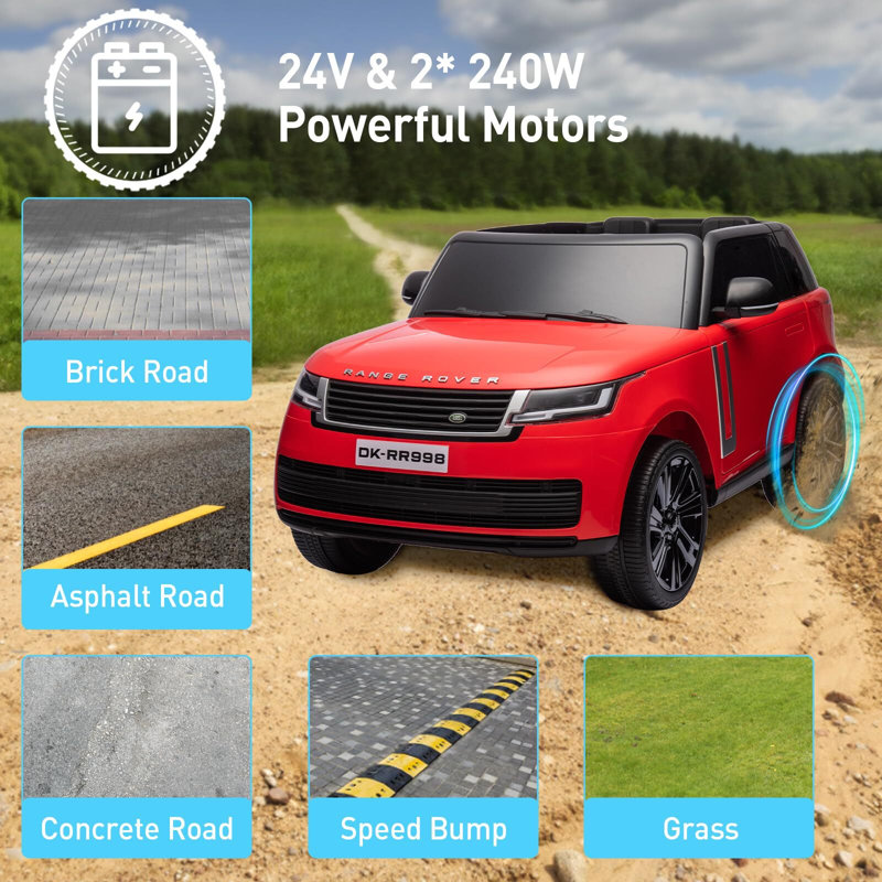 White 24V 2-Seater All-Terrain Ride-On Car with Remote Control