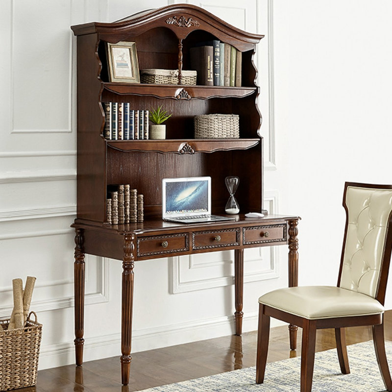 Bureau rectangulaire en bois massif brun noisette, 30,71 po H x 39,37 po L x 23,23 po P