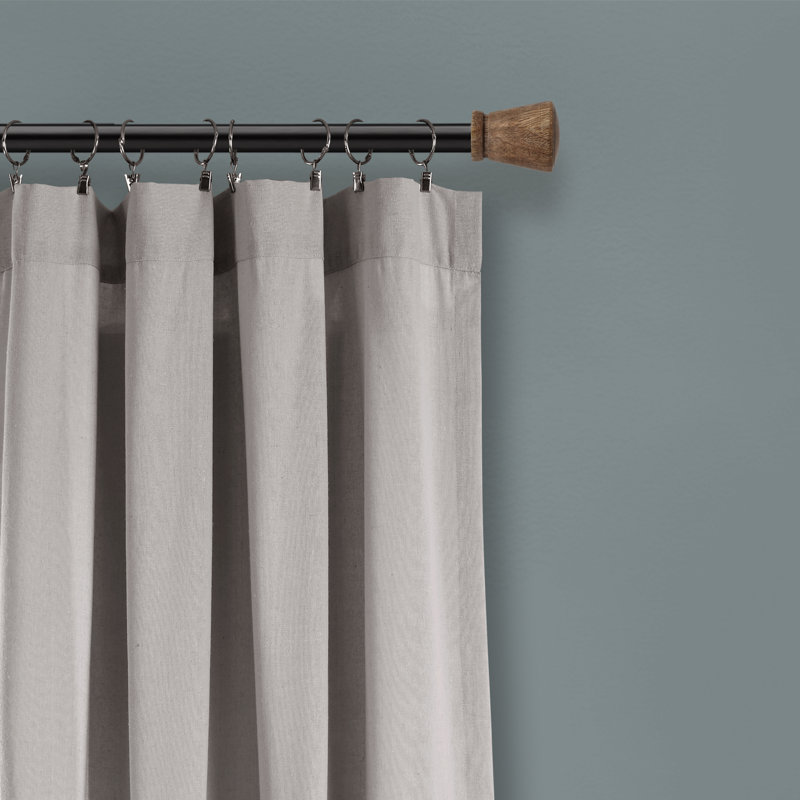 Beckham Semi Sheer Curtain Single Panel, 40"W x 108"L, Gray/White