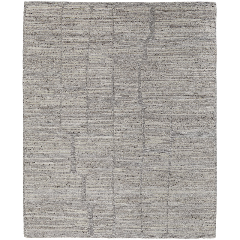 Navaro Wool Abstract Area Rug in Gray, Rectangle 11'6" x 15'