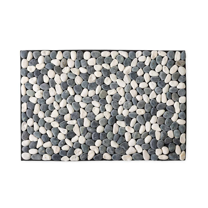 Indoor/ Outdoor River Stone Gray And White Doormat