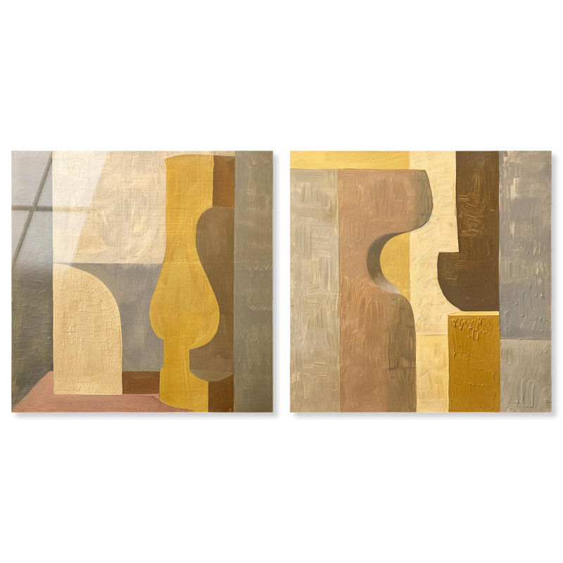 Columnar Forms Set Acrylic Print Beige Wall Decor Set by Art Remedy, Ready to Hang, 12 x 12, H 40 po x l 40 po