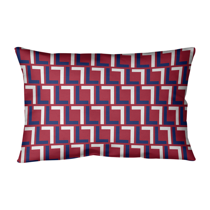 Housse de coussin rectangulaire New York, Rouge / bleu foncé / blanc, Polyester sergé