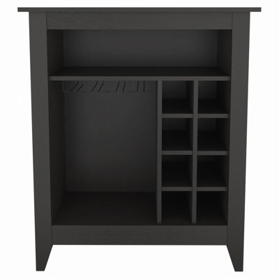 6-Bottle 1-Drawer 1-Shelf Bar Cabinet Black Wengue
