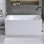Baignoire 51 po à surface solide matte, baignoire autoportante en pierre de résine à surface solide, baignoire profonde blanche matte, baignoire autoportante avec trop-plein et bonde escamotable, blanc mat