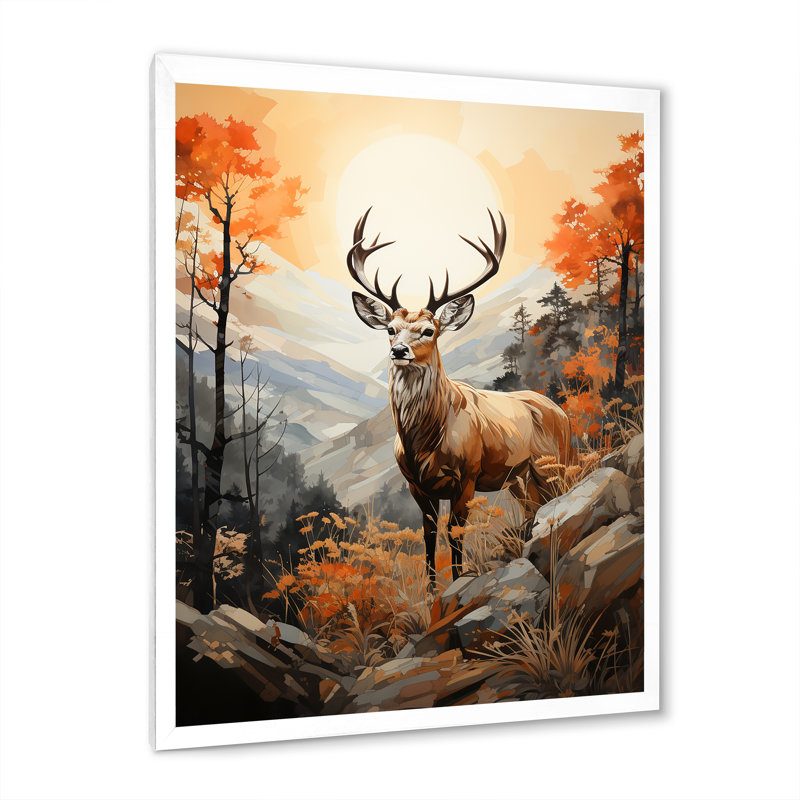 Mirach Deers Broan, paysage, H 40 po x l 30 po x P 1,5 po, Cadre photo blanc
