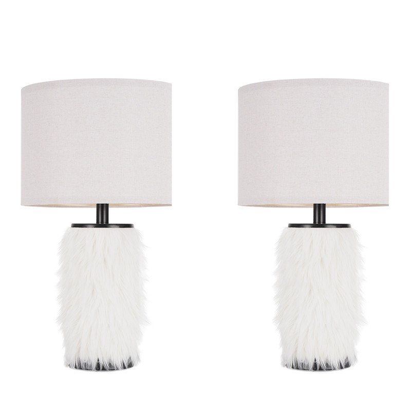 Ensemble de 2 lampes de table et table de chevet entièrement réglable